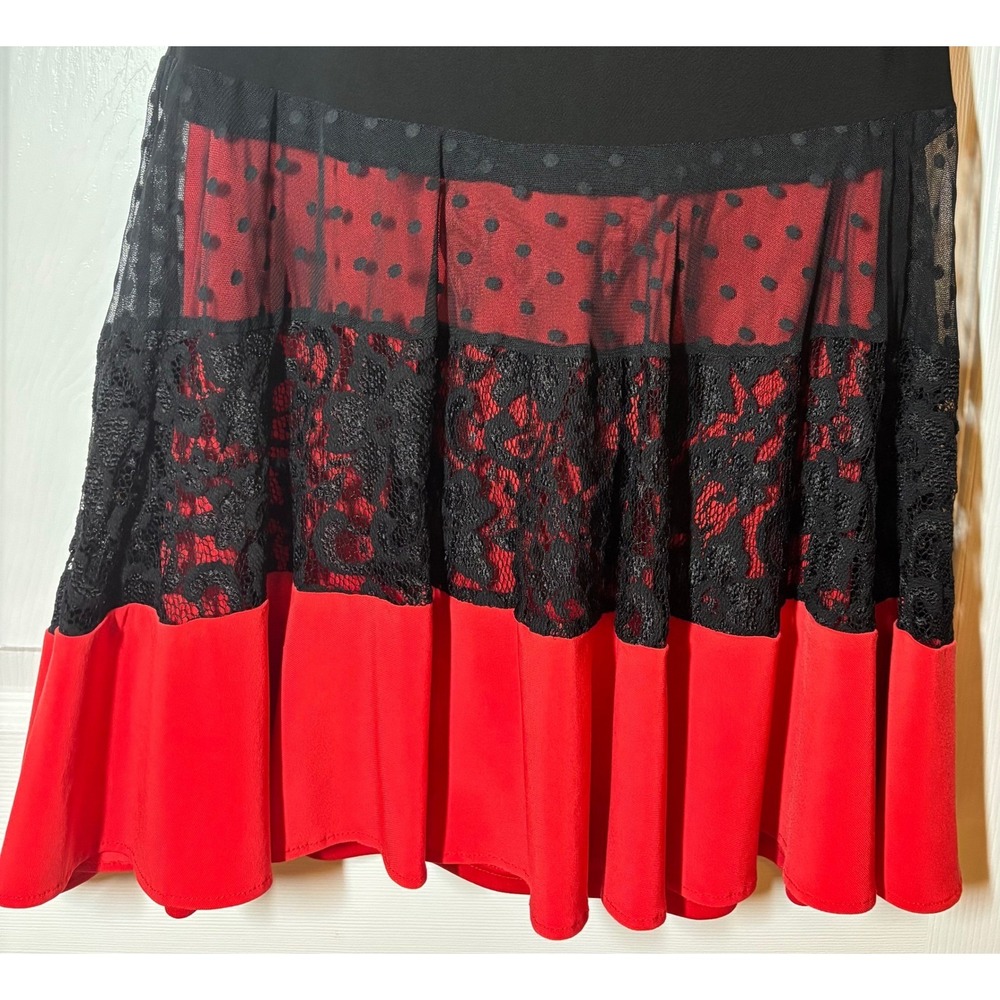 Joseph Ribkoff Cocktail Dress Women's Black Red Excellent Spanish Tiered Lace 6 - Picture 2 of 7